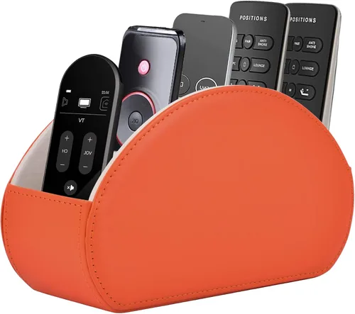 Vista 8 de Soporte para control remoto, organizador/caja para control remoto de TV con 5 compartimentos, organizador de mesita de noche para controladores