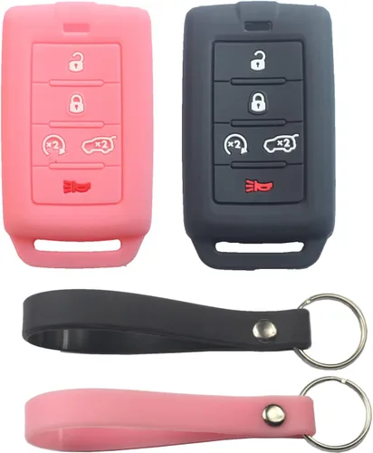 Vista 9 de 2 fundas para llavero de 5 botones compatibles con Jeep, 2 piezas negro, Pequeño