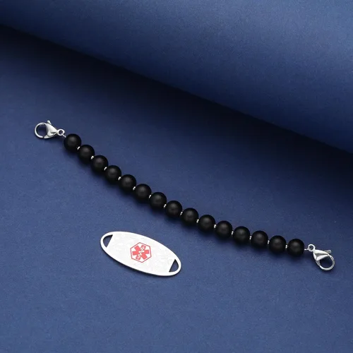 Vista 7 de Pulseras personalizadas de alerta médica para mujer, grabado gratis, pulsera de identificación médica de acero inoxidable para mujer