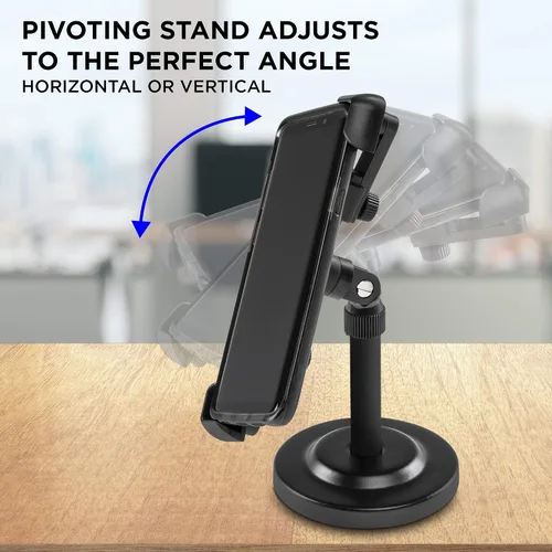 Vista 3 de LyxPro LYXATDPM - Soporte para tableta de teléfono celular, agarre con clip para mesa o escritorio, ángulo giratorio ajustable de 360 grados que se