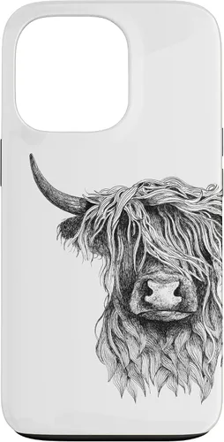 Vista 10 de iPhone 16 Highland Cow - Hand Drawn Illustration Case