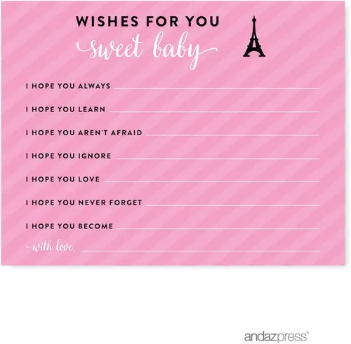 Vista 10 de Andaz Press Paris Bonjour Bebe Girl Baby Shower Collection - Cartel colgante con cuerda, tarjetas y regalos, 5 pies, 1 juego, decoración de papel