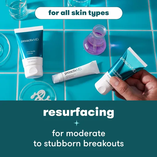 Vista 5 de Proactiv MD Rutina de 3 pasos, Limpiador facial ultra suave, Tratamiento de gel de Adapaleno al 0.1%, Hidratante ultra humectante, Kit