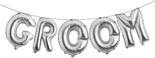 Vista 19 de Cartel de globos multicolor de 16 pulgadas para decoración de fiesta de boda (negro galón)