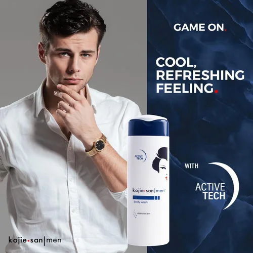 Vista 2 de Kojie San Gel de baño para hombre con tecnología avanzada activa, 10.1 fl oz – Gel de ducha hidratante para piel de hombre, fórmula de limpieza