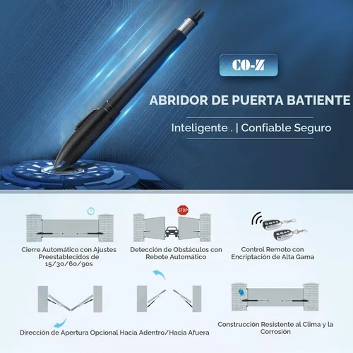 Vista 4 de CO-Z - Kit de abridor automático para puerta de batiente doble, abridor de puerta eléctrica para puertas de hasta 660 lb*2 18 pies, sistema