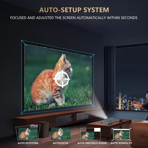 Vista 4 de IPOW Proyector con WiFi 5G y Bluetooth 4K compatible con proyector nativo 1080P para [Netflix] y sistema de configuración automática AI y más de 800