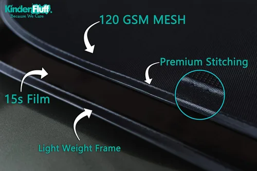 Vista 5 de kinder Fluff Sombras para Ventanas de Coche (4Pack) - La Única Sombra Solar Certificada para Ventanas de Coche para Bebés, Comprobada para Bloquear
