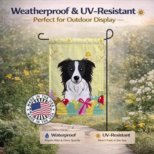 Vista 6 de Caroline's Treasures BB1923GF Bandera decorativa para jardín con diseño de Border Collie, para caza de huevos de Pascua, para jardín, jardín, patio