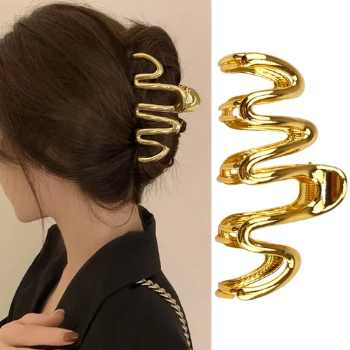 Vista 11 de Pinzas para el cabello grandes y realistas de metal negro con garra de araña, agarre fuerte, antideslizantes, accesorios para el cabello grueso