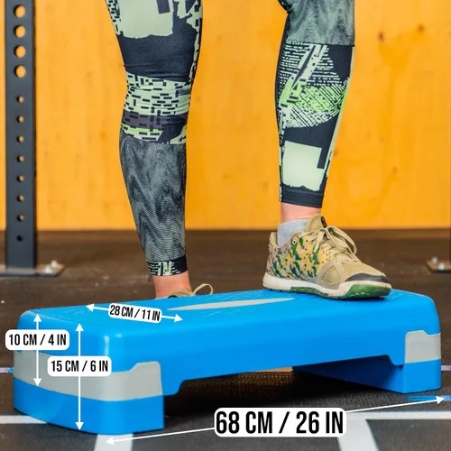 Vista 2 de PRISP Plataforma ajustable para ejercicios – 2 niveles (4''/6'') 26" Fitness Stepper para entrenamientos aeróbicos