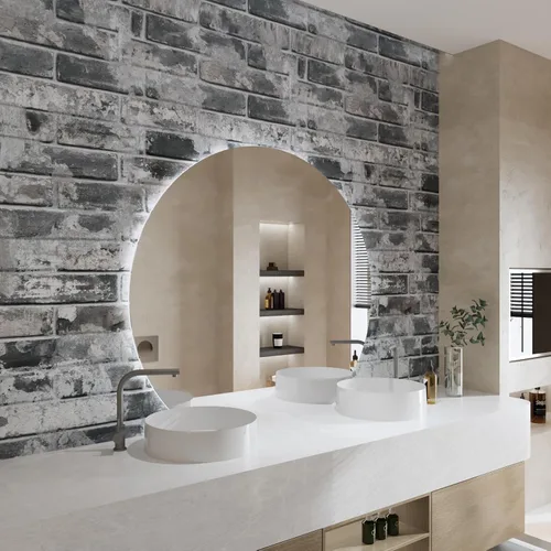 Vista 6 de Wallercity Papel tapiz de ladrillo gris para despegar y pegar, papel tapiz de imitación de abeto para pared, papel tapiz de piedra gruesa, vinilo