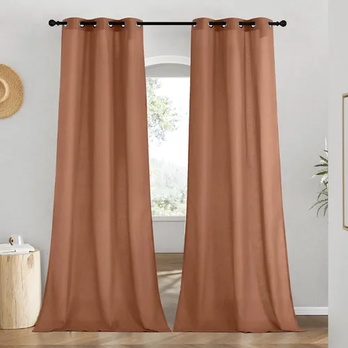 Vista 11 de NICETOWN - Cortinas de lino angora para ventana de cocina sobre el fregadero, con ojales, lino grueso angora, tratamientos cortos para ventanas