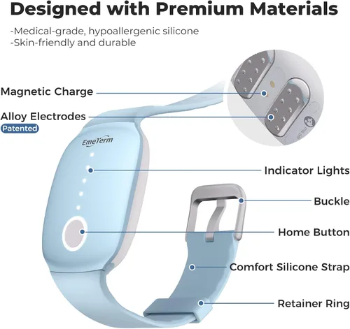 Vista 7 de EmeTerm Moda, aprobado por la FDA, estimulador de electrodos para aliviar las náuseas, las náuseas matutinas, el mareo por movimiento, el viaje