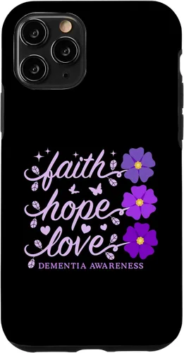 Vista 10 de Funda de flores moradas para iPhone 14 Faith Hope Love Demencia Alzheimer's Awareness