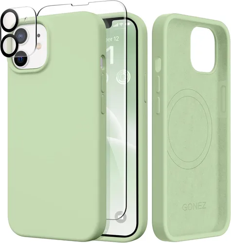 Vista 216 de GONEZ Funda magnética para iPhone 14, compatible con Magsafe, con protector de pantalla + protector de cámara, forro de microfibra antiarañazos