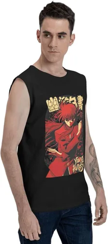 Vista 4 de Camiseta sin mangas Yuyu Hakusho Yoko Kurama para hombre Moda sin mangas Tops Moda Ejercicio Chaleco Negro