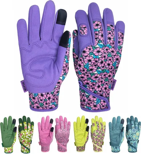 Vista 41 de Guantes de jardinería a prueba de espinas y resistentes a pinchazos con agarre, guante de jardín para mujer, regalos de cuero para trabajo