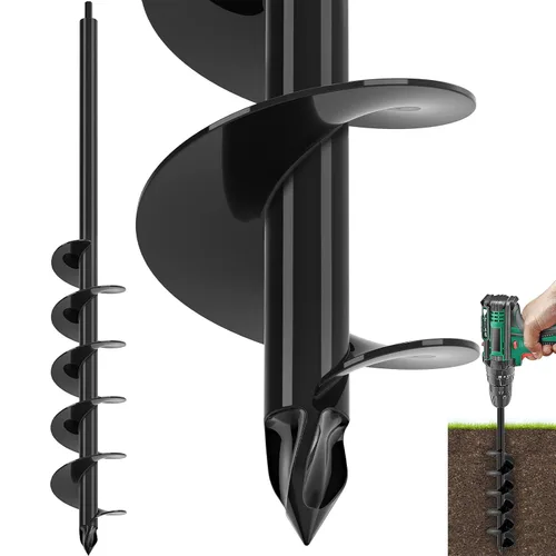 Vista 13 de Broca de taladro de jardín para plantar 1.6 x 32 pulgadas, broca negra para excavadora de agujeros, taladro de suelo para plantar bulbos, flores