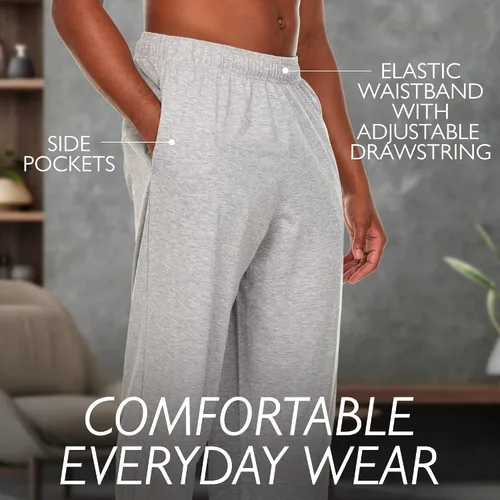 Vista 3 de Essential Elements Pantalones de pijama para hombre, 100 % algodón, para descansar, para dormir, para hombre, paquete de 3