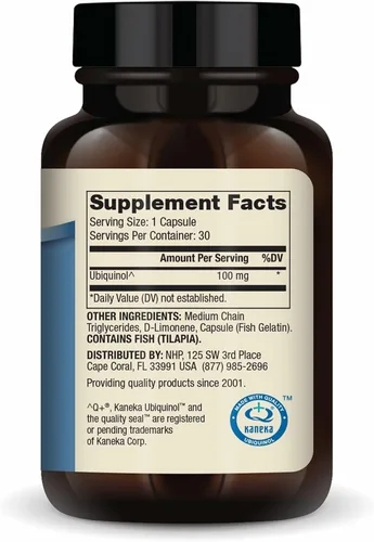 Vista 2 de Dr. Mercola Ubiquinol 100 mg por porción, 30 porciones (30 cápsulas), suplemento dietético, apoya la salud y el bienestar general, sin OMG
