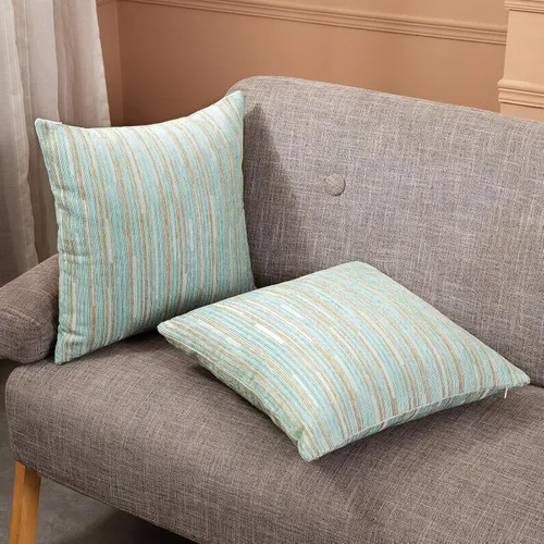 Vista 5 de Yeiotsy Fundas de almohada azules, paquete de 2, fundas de almohada decorativas a rayas bohemias para sofá, decoración del hogar