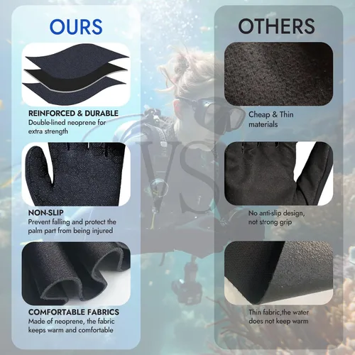 Vista 3 de Neoprene Gloves, 3mm Anti-Slip Diving Gloves Waterproof Wetsuit Gloves for Scuba Fishing Kayaking Surfing Swimming