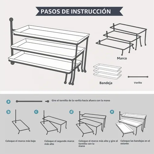 Vista 6 de Sweese Soporte para servir de 3 niveles, soporte rectangular plegable de exhibición de alimentos con platos de porcelana blanca, bandejas