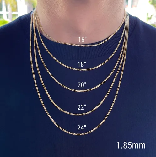 Vista 5 de JEWELHEART Cadena de eslabones cubanos Miami de oro de 14 quilates para hombre, 0.073 in, 0.085 in, 0.112 in, 0.152 in, 0.173 in, 0.211 in, cadena