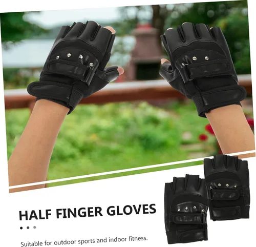 Vista 3 de Yardwe 3 pares de guantes de entrenamiento de medio dedo para fitness, transpirables, absorción de impactos, diseño para entrenamiento, ciclismo