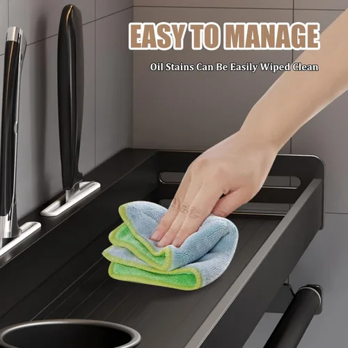 Vista 5 de Soporte colgante de pared para especias, ahorro de espacio para cocina, estante de almacenamiento de cocina para utensilios, organizador de baño