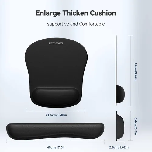 Vista 6 de Juego de reposamuñecas para teclado y alfombrilla para mouse con soporte de muñeca, espuma viscoelástica ergonómica para aliviar el dolor