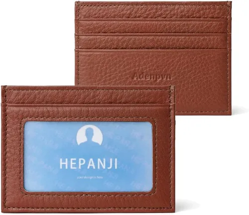 Vista 17 de Cartera de tarjeta de crédito de cuero genuino, billetera minimalista, inserciones de billetera delgada, 003, Estuche para tarjetas de crédito