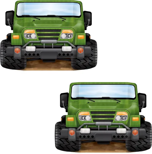 Vista 8 de Beistle Jungle Safari Jeep Photo Prop - Telón de fondo para fiesta de cumpleaños, multicolor Explorer Theme Birthday Parties, Zoo Adventures or