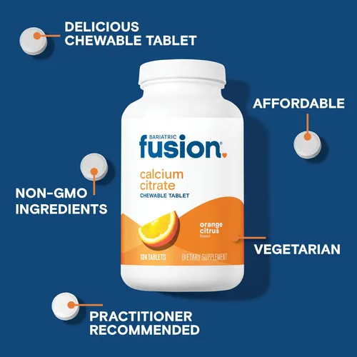 Vista 3 de Citrato de calcio de fusión bariátrica con vitamina D y magnesio, 124 tabletas masticables