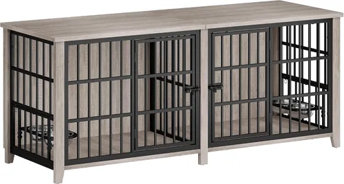 Vista 17 de Lulive Mueble de Jaula para Perros Pequeños, Perrera para Perros de Interior con Puertas Dobles de Madera, Jaula para Perros de 27.1'' de Servicio
