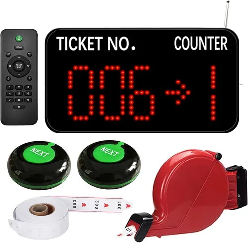 Vista 7 de Now Serving Number System Take a Number System Sistema de llamadas en cola con pantalla de números de 2 dígitos 2 botón siguiente 1 dispensador