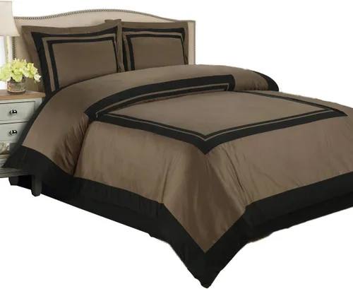 Vista 7 de Royal Hotel Bedding Blue and Chocolate - Juego de funda de edredón de 2 piezas, tamaño individual/individual XL, 100% algodón, 300 hilos Azul