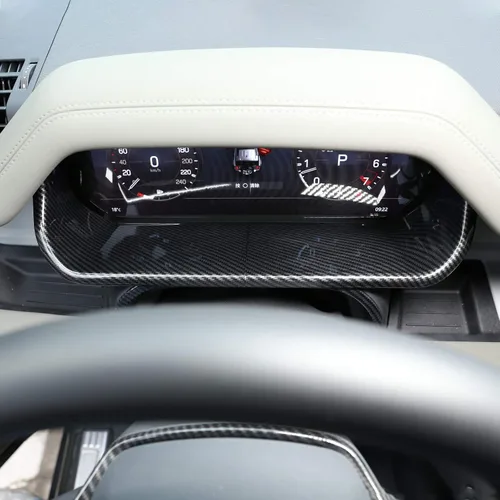 Vista 3 de Cubierta decorativa para tablero de instrumentos de automóvil ABS para Land Rover Defender 110 2020 (estilo de fibra de carbono)