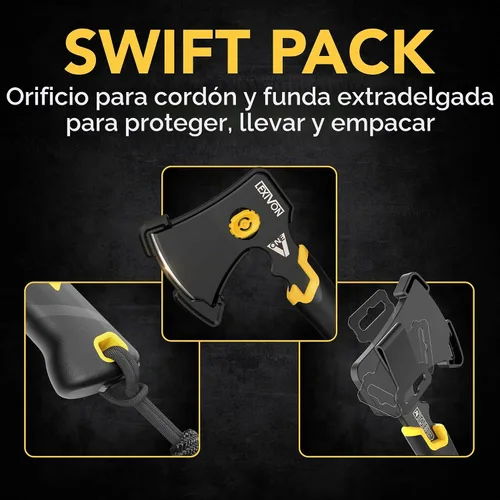 Vista 5 de LEXIVON V-ONE - Hacha de supervivencia de 9.5" Mango de agarre ergonómico de bi-material, hacha ligera de tang completo Hoja de acabado