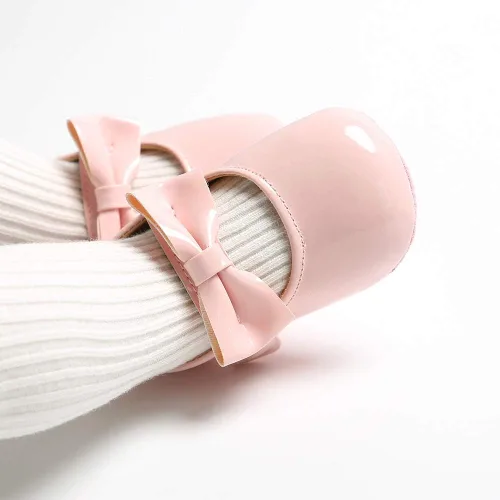 Vista 2 de Zapatos planos Mary Jane para bebés y niñas con lazo y flores, vestido de princesa, para boda, zapatos de ballet antideslizantes para niños pequeños