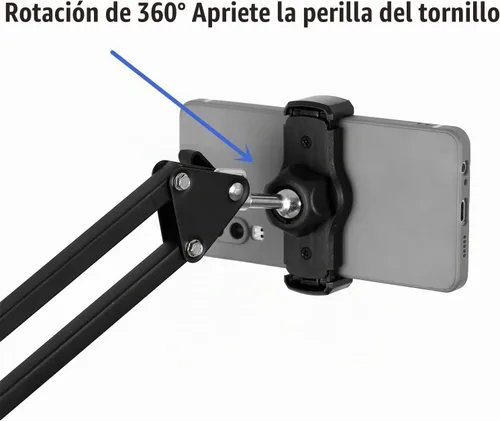 Vista 3 de soporte articulado brazo soporte mesa flexible rotación 360 ° teléfono celular clip titular para todos los teléfonos inteligentes micrófono