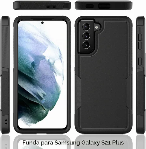 Vista 9 de Funda para Samsung Galaxy S21 Plus: funda protectora de doble capa resistente para teléfono celular a prueba de golpes con protector de pantalla