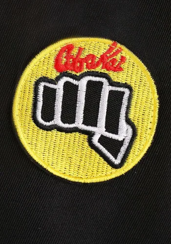 Vista 9 de Disfraz de Cobra Kai de Karate Kid para niñas, Gi sin mangas negro con insignias y diadema de cobra negra