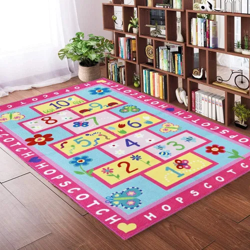 Vista 3 de Alfombra rosa con diseño de remolacha para niñas de 39.4 x 52 pulgadas, educativa para aulas, antideslizante, alfombra de juego para sala