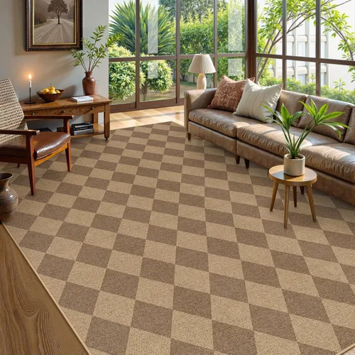 Vista 53 de Lahome Alfombra de yute a cuadros fácil 2'x3', alfombra pequeña para entrada, antideslizante, alfombra para la puerta delantera de la cocina