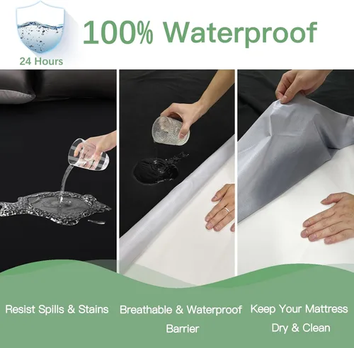 Vista 4 de Sufdari Protector de colchón impermeable tamaño Twin, funda de colchón silenciosa con bolsillo profundo de 18 pulgadas, a prueba de chinches