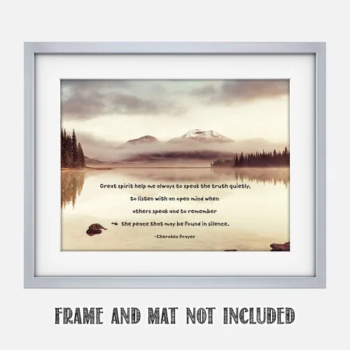Vista 2 de TJ Originals - Cherokee Prayer Great spirit help me, arte nativo americano, citas de curación espiritual, decoración de pared sin marco de 11 x 14