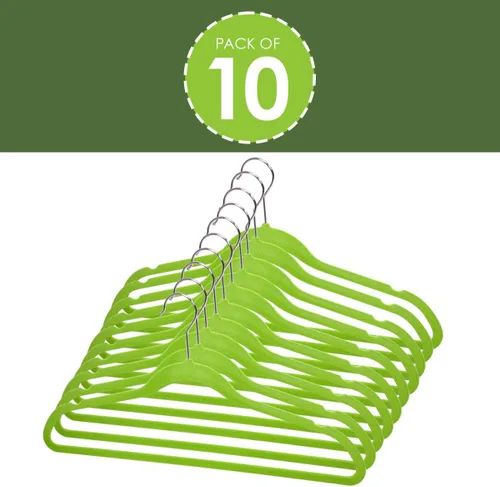 Vista 4 de PAQUETE 10 PERCHAS DE TERCIOPELO VERDE