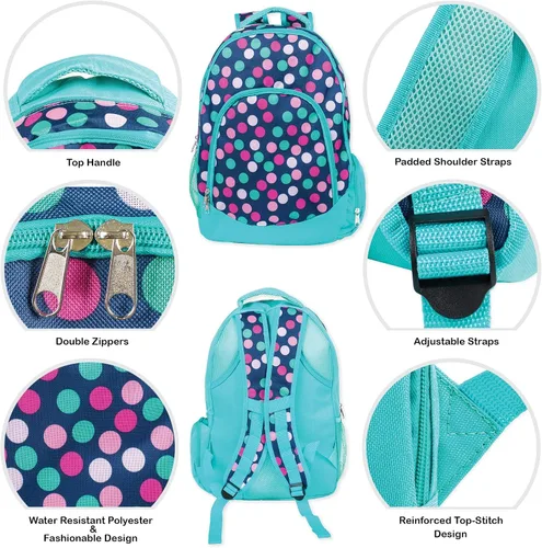 Vista 3 de Class Collections - Conjunto de mochila y lonchera punto polka azul